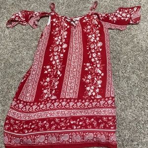 Red and White Off shoulder Charlotte Russe Flowy Dress